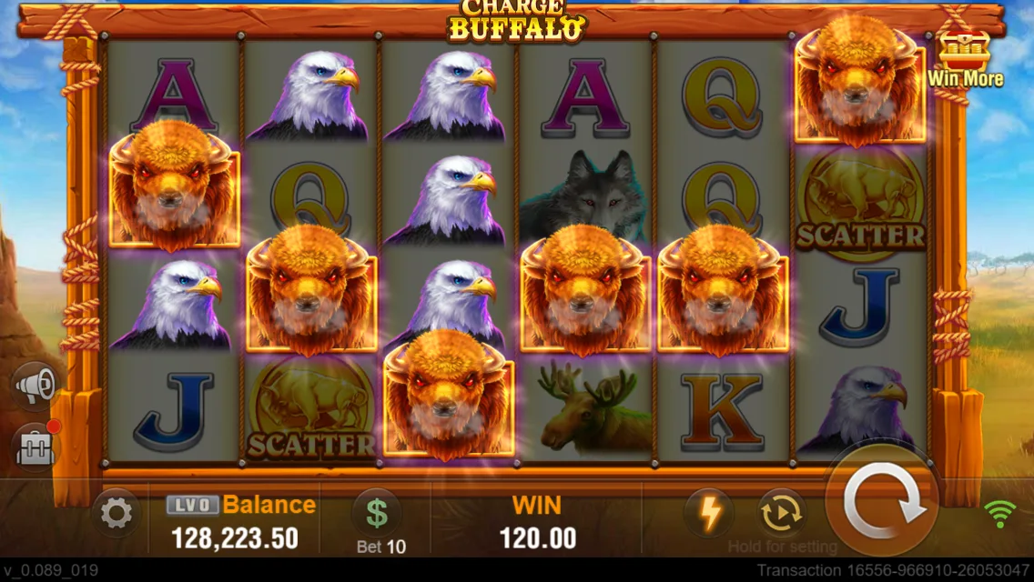 Anim na reel at mga kontrol ng Charge Buffalo sa larawan ng provider